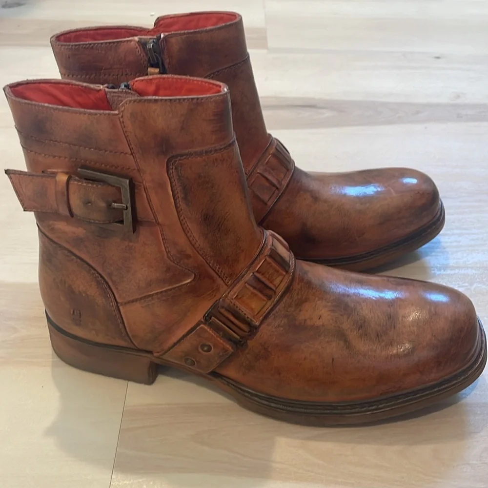 Bed Stu Roan genuine cow leather Brown Ankle Boots with Decorative Strap - Picture 4 of 9